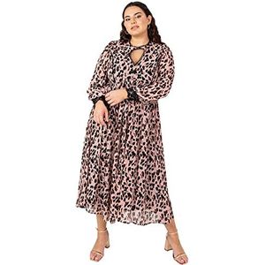 Lovedrobe Dames Zomer Plus Size Curve Dames Midi Zonnejurk Faux Wrap Hoge V-hals Taille Gepofte Mouw Kant Zwart, Zwart, 52