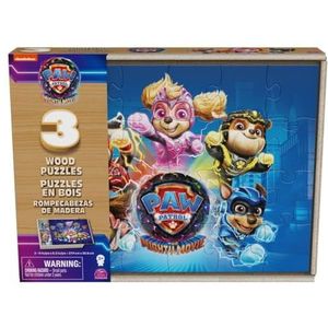 PAW Patrol The Mighty Movie - 3 houten puzzels - 24-delig in opbergdoos