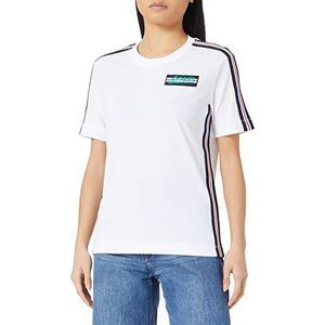 Love Moschino Tight-fit T-shirt met korte mouwen en holografische print, voor dames, optisch wit, 46