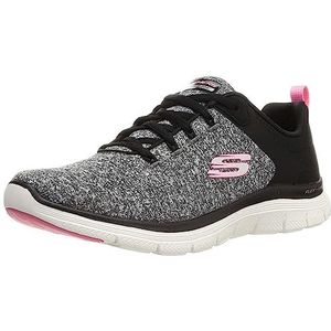 Skechers Flex Appeal 4.0 Low-Top Sneakers voor dames, Zwart Roze, 41 EU