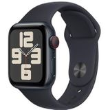 Apple Watch SE (2e generatie, 2023) (GPS + Cellular 40 mm) Smartwatch - Kast van middernacht aluminium - Middernacht sportbandje M/L. Conditie en slaap bijhouden, ongelukdetectie, hartritme monitoren