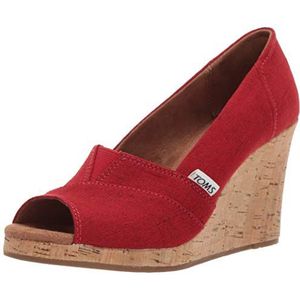 TOMS Dames Classic Wedge sandalen met sleehak, rood, 38.5 EU