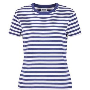 Urban Classics Dames T-Shirt Ladies Regular Striped Tee White/Dark Blue XXL, wit/donkerblauw, XXL