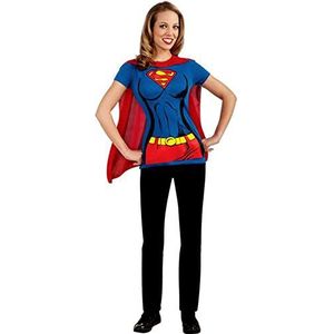 DC Comics Super-Girl T-shirt met cape kostuum, Zoals getoond, Extra-Large