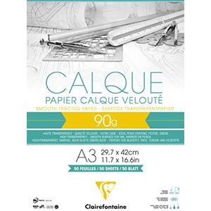 Clairefontaine 97134C Transparant papier, DIN A3, 29,7 x 42 cm, 90/95 g, 50 vellen, transparant