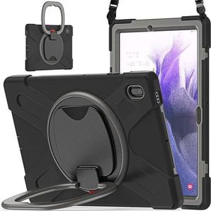 Hoesje voor Samsung Galaxy S7 FE 12,5 cm (2021) T730/T735 Tablet 360 ° Swivel Stand/Handgreep/Schouderband, Schokbestendig Beschermende Robuuste Case