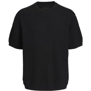 JACK & JONES Heren Jprblawest Knit Structuur Crew Neck Ss, zwart, L