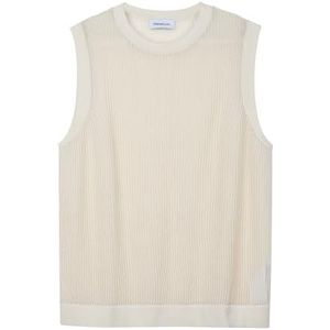Diana Studio, Geperforeerd gebreid vest voor heren, 100% katoen, mouwloos, casual fit, wit ecru, L