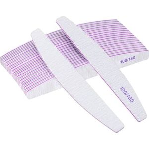Nagelvijlen, 20 stuks, professionele, dubbelzijdige nagelvijl, herbruikbaar, 100/180 grit, voor manicuresalons, doe-het-zelf nagelkunst thuis
