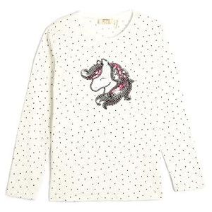 Koton Girls's Unicorn T-shirt met lange mouwen, ronde hals, katoen, Ecru Design (0d1), 6-7 Jaar