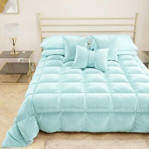PETTI Artigiani Italiani - Quilt van zacht en warm fluweel 350 g/m², voor Frans bed, dubbelzijdig, dekbed voor Frans bed: 220 x 260 cm, lichtblauw, 100% Made in Italy