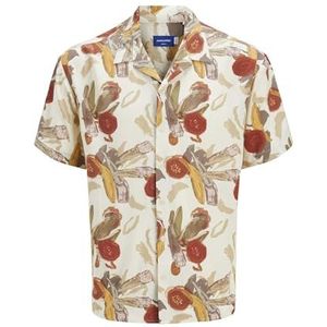 Jack & Jones - Overhemd - Offwhite - Viscose - Comfort Fit, Kwartmouw, All-over Patroon