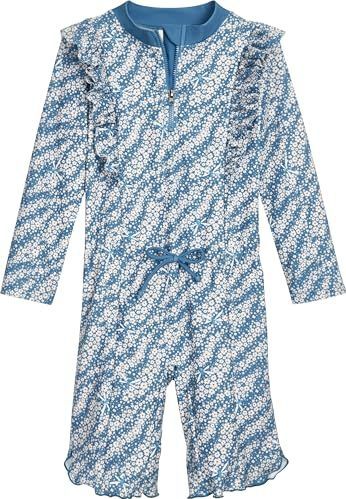 Playshoes - Protection UV - Une Pièce - Blümchen Bleu Pétrole - Polyester Recyclé