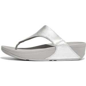 Fitflop Lulu leren teenslippers voor dames, Zilver, 42 EU