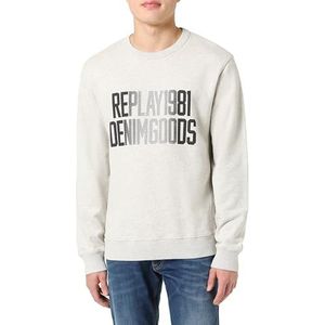 Replay Heren regular fit sweatshirt van katoen, M06 Light Grey Melange, L