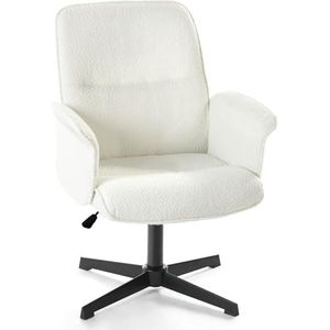 39F FURNITURE DREAM Kantoorstoel, Scandinavisch, ergonomisch, 360 graden draaibaar, in hoogte verstelbaar, zachte stof, wit, 66 x 63 x 82-94 cm
