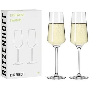 champagneglas 200 ml Serie Lichtwit 2 stuks, set 3 met echt goud, voor Made in Germany, transparant