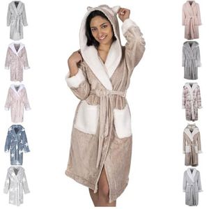 Light & Shade Mooie vrouw Supersoft Coral Fleece nieuwigheid Fox ochtendjas, bruin, groot/XL