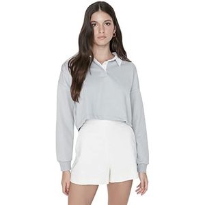 Trendyol Sweatshirt - Bruin - Crop, Blauw, L