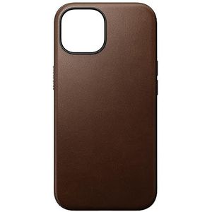 NOMAD Modern Leather Case | voor iPhone 15 | Beschermhoes van polycarbonaat en hoogwaardig echt leer | MagSafe-compatibel | Brown
