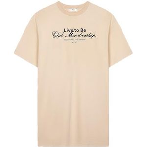 LTB Jeans T-shirt jurk Yenafe van katoen in beige - maat S, beige, S