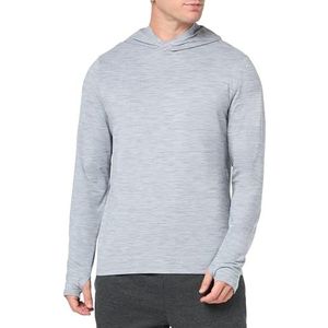 Amazon Essentials Heren Tech Stretch T-shirt met lange mouwen en capuchon, Lichtgrijs Ruimteverf, XS