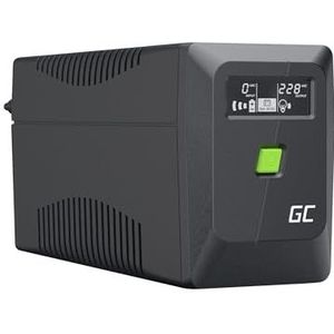 Greencell UPS 650 VA, 360 W, Powerproof met lcd-display, gemodificeerde sinusgolf, stroombeveiliging voor apparaten, 12 V/7 Ah accu, overspanningsbeveiliging, noodstroomvoorziening voor huishoudelijke