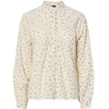 PIECES - Blouse - Ecru - Katoen - Lange Mouwen - Bloemenprint