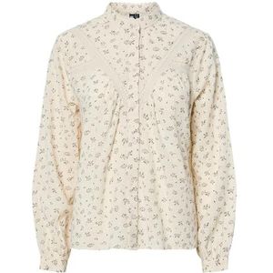 PIECES - Blouse - Ecru - Katoen - Lange Mouwen - Bloemenprint