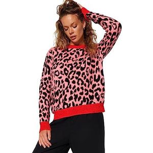 Trendyol Dames dier lange mouwen regular sweater, fuchsia, M