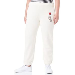 Moschino Damesbroek met elastische taille en hemden, gepersonaliseerd met geborduurd logo, casual broek, crème, 42