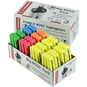Stabilo Boss Original Markeerstiften, verpakking van 48 stuks, met 5 verschillende kleuren
