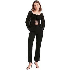 Trendyol Vrouwen Broek Zwart petite high certain pants, Zwart, 42