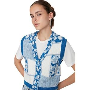 Trendyol Dames Regular Basic Crew Neck Knitwear Trui, Blauw, S
