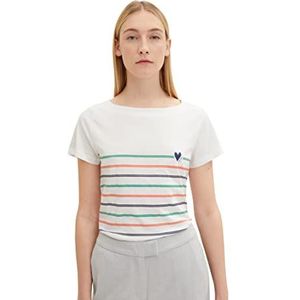 TOM TAILOR Dames T-shirt 1035381, 10332 - Off White, XXS