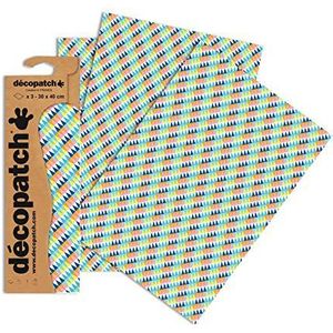 Decopatch C728O papier, 395 x 298 mm, 3-pack Kleurrijke ruiten