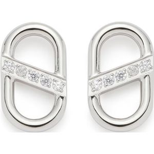 JEWELS BY LEONARDO oorbellen hanger Narea Beauty's, 1 paar bedelhangers van zilverkleurig roestvrij staal, scheepsankerkettingschakels met ingezette zirkonia steentjes, sieraden dames cadeau, 024278,