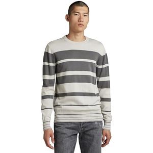 G-STAR RAW Heren Irregular Knit Pullover Sweater, meerkleurig (Oyster Mushroom/Granite Stripe C706-D863), S, Meerkleurig (Oyster Mushroom/Granite Stripe C706-d863), S