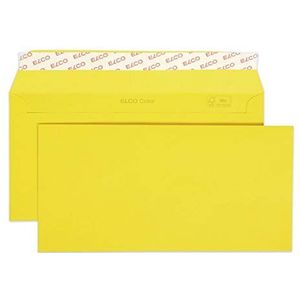 Elco 18833.42 Color Box met deksel en 250 enveloppen/verzendtas, zelfklevende sluiting, C5/6 DL, 100 g, goudgeel, venster: nee