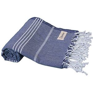 Bersuse 100% Katoen - Anatolia Turkse Handdoek - Badhanddoeken, Strandlakens - Fouta Peshtemal Hamamdoek - OEKO-TEX - 95 x 175 cm, Donkerblauw