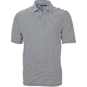 Cutter & Buck Heren Virtue Eco Pique Stripe Gerecycled poloshirt voor heren, marineblauw, groot