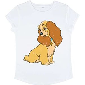 Disney Classics Women's Lady & The Tramp-Lady Vintage Organic Rolled Sleeve T-Shirt, Wit, M, wit, M