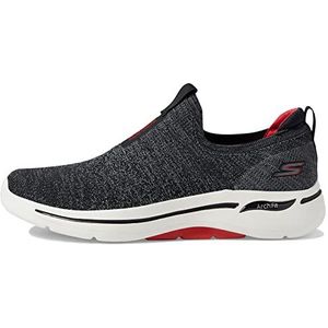 Skechers Heren 216256 BKRD Sneaker, Zwart en Grijs Textiel Rode Trim, 44.5 EU