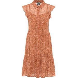 TEYLON Dames blousejurk jurk, Oranje meerkleurig., L