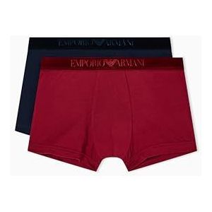 EMPORIO ARMANI Heren Fluwelen Logoband 2-Pack Trunk, Blauw, M, Blauw, M