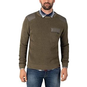 Timezone Heren Fabricmix Crewneck Sweater Sweatshirt, Dark Olive Melange, S