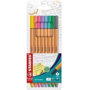 Fineliner - STABILO point 88 - etui met 8 stuks - pastelkleuren