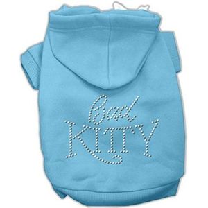 Mirage Pet Products 12"" Bad Kitty Rhinestud Hoodie, Medium, Baby Blauw