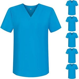 MISEMIYA - Set van 6 stuks - Sanitaire kippenuniform voor Mexico verpleegsters, Hemelsblauw 68, XS