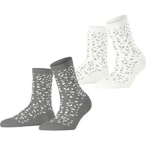 ESPRIT Dames Sokken Fun Pattern 2-Pack W SO Katoen Gedessineerd Multipack 2 Paar, Veelkleurig (White Grey 0010), 39-42
